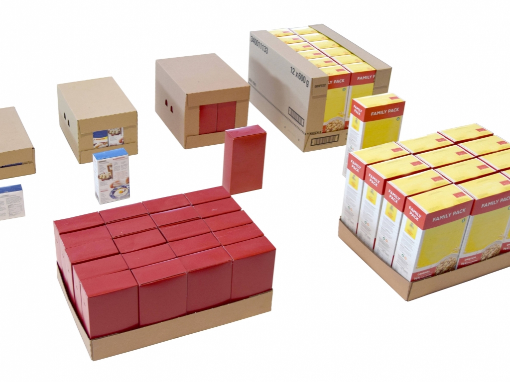 Wrap-around boxes and tray from small to large sizes